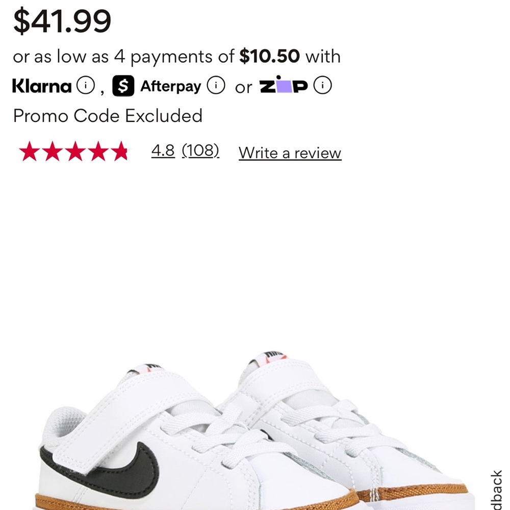 Nike Kids White and Black Sneakers